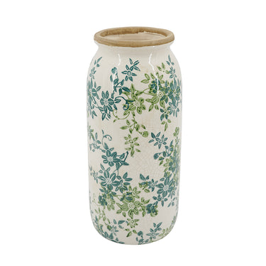 Green Floral Vase - 32cm at Online8 Furniture Auckland NZ