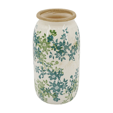 Green Floral Vase - 25cm at Online8 Furniture Auckland NZ