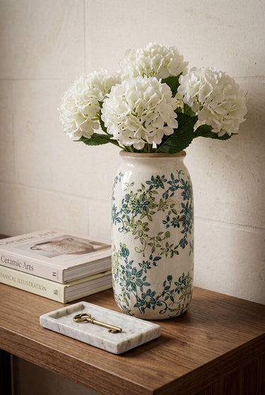 Green Floral Vase - 25cm at Online8 Furniture Auckland NZ