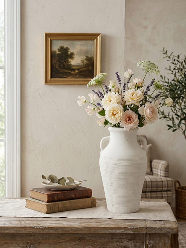 White Terracotta Urn - 34cm at Online8 Furniture Auckland NZ