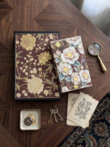 Burgundy Peony Book Box Set of 2 - styled