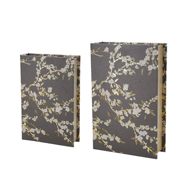 Charcoal Cherry Blossom Book Box Set of 2 - detail