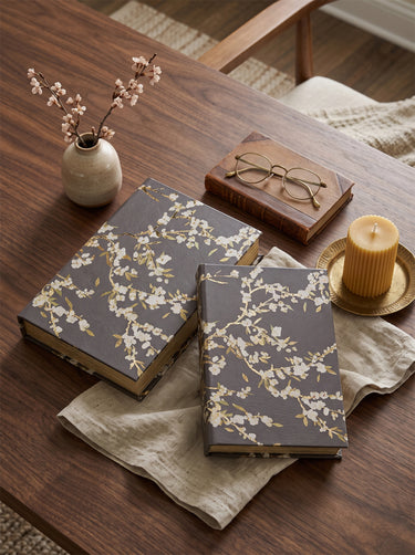Charcoal Cherry Blossom Book Box Set of 2 - side