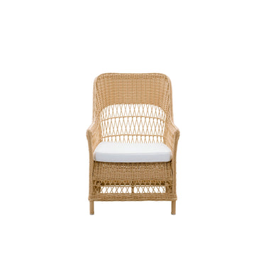 SIKA Georgia Garden Dawn Outdoor Armchair w/White Seat Cushion - Natural