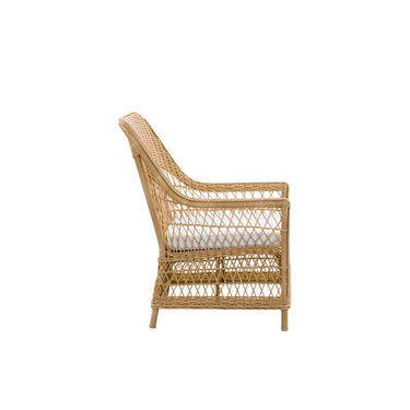 SIKA Georgia Garden Dawn Outdoor Armchair w/White Seat Cushion - Natural