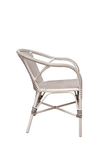 SIKA Alu-Affair Madeleine Outdoor Armchair - White w/Cappuccino Dot, White Frame