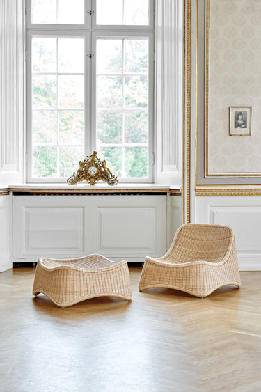 SIKA Icons Chill Rattan Lounge Chair & Footstool - Natural