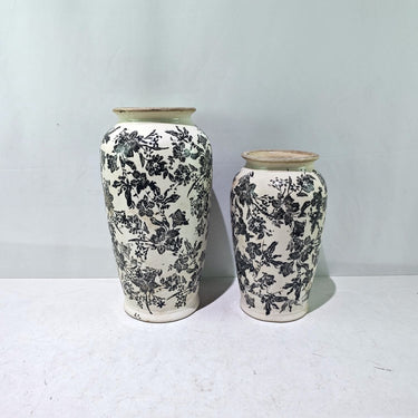Black Floral Vase - 37cm at Online8 Furniture Auckland NZ