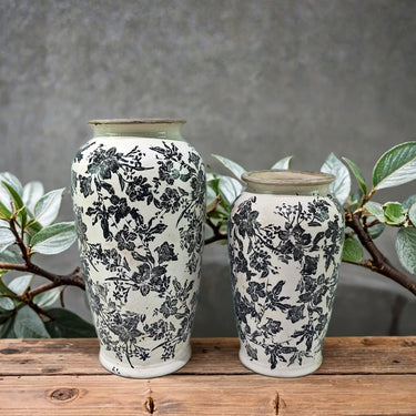 Black Floral Vase - 37cm at Online8 Furniture Auckland NZ