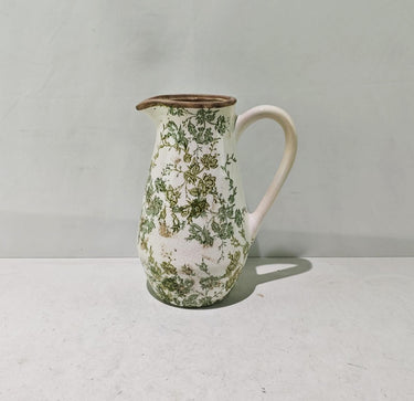 Green Floral Ceramic Jug - 26cm at Online8 Furniture Auckland NZ
