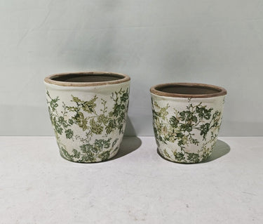 Green Floral Pot - 14cm at Online8 Furniture Auckland NZ