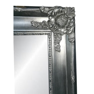 Ornate Bevelled Floor Mirror – Antique Silver