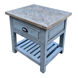Side Table - Grey w/Parquet Natural Oak Top