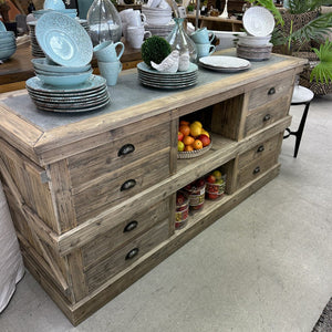 Kitchen Buffet Table with Zinc Top