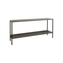 STUDIO Kiya low profile metal shelf in greyed-brown, 1350 x 350 x 650mm with two open shelves