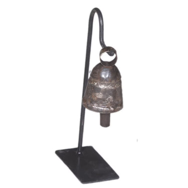 Antique Iron Cow Bell with Stand