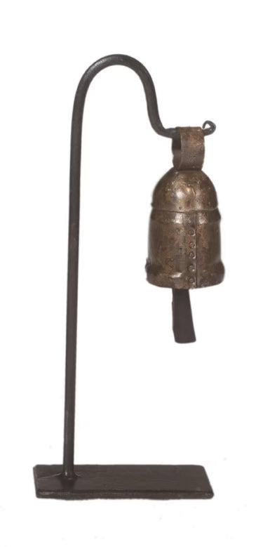 Antique Iron Cow Bell with Stand