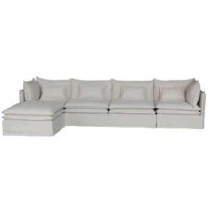 Malta Double Cushion Sectional Middle 1 Seater - Salt & Pepper