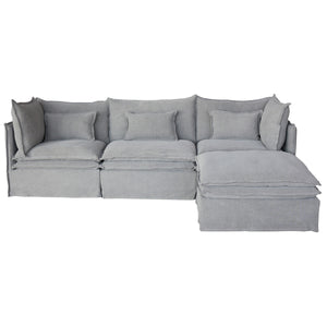 Malta Slipcover Modular Sofa - Crnr+1+Crnr+Ottoman - Grey