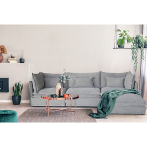 Malta Slipcover Modular Sofa - Crnr+1+Crnr+Ottoman - Grey