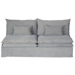 Malta Slipcover Modular Sofa - Crnr + 2 Seater + Crnr + Ottoman - Grey