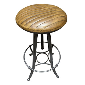 Industrial leather barstool
