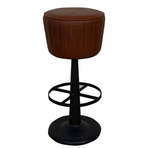 Industrial Leather Barstool