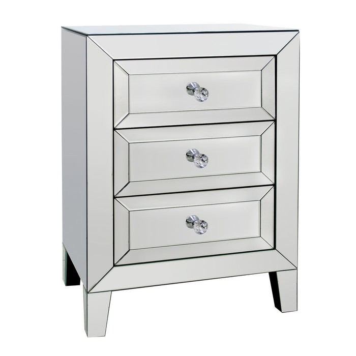Palisade 3 Drawer Mirrored Bedside