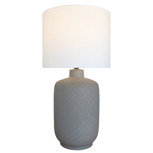 Brown Ceramic Table Lamp with White Cotton Shade