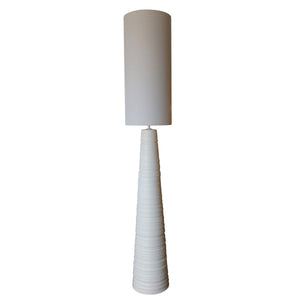 White Ceramic Floor Lamp with Natural Linen Shade