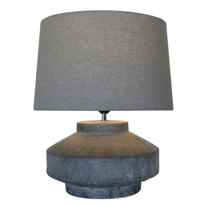 Pebble Terracotta Lamp W/Gray Linen Shade
