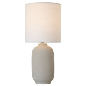 Beige Ceramic Lamp W/ Natural Linen Shade
