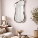 Side profile of silver abstract mirror