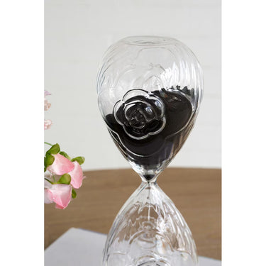 Rose Embossed Hour Glass - Black Sand at Online8 Furniture Auckland NZ