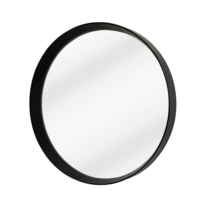Black Oak Round Framed Mirror