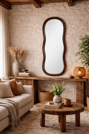 Walnut Abstract Mirror at Online8 Furniture Auckland NZ