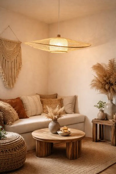 Handcrafted Bamboo Pendant 5 - Natural at Online8 Furniture Auckland NZ