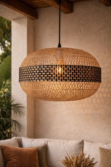 Handcrafted Bamboo Pendant 1- Natural/Black at Online8 Furniture Auckland NZ