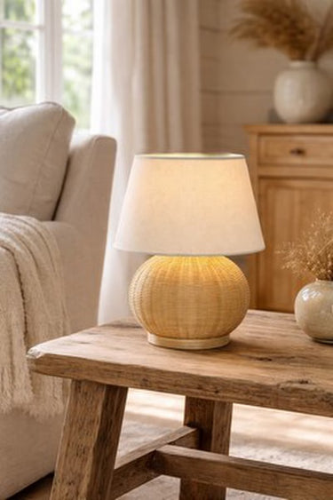 Bamboo & Linen Table Lamp 4 - Natural at Online8 Furniture Auckland NZ