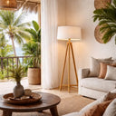 Bamboo & Linen Floor Lamp 1 - Natural at Online8 Furniture Auckland NZ