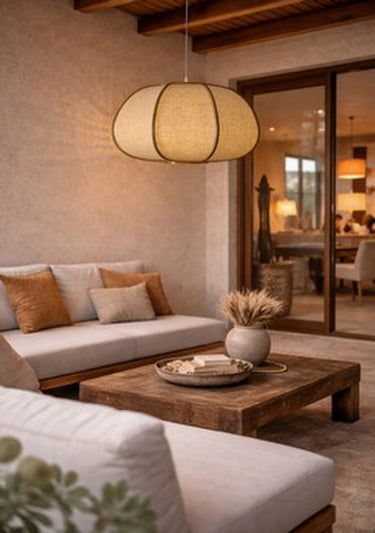 Bamboo & Linen Pendent - Natural at Online8 Furniture Auckland NZ