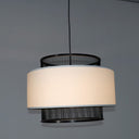 Bamboo & Linen Pendant - Natural/Black at Online8 Furniture Auckland NZ