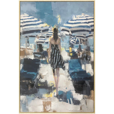 Seaside Stroll Hand-Painted Framed Canvas at Online8 Furniture Auckland NZ