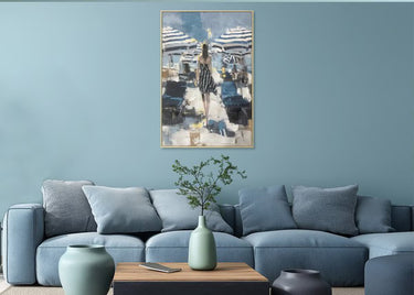 Seaside Stroll Hand-Painted Framed Canvas at Online8 Furniture Auckland NZ