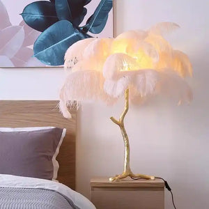Ostrich Feather Table/Floor Lamp