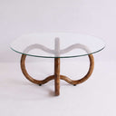 Palm Spring Coffee Table 80cm square in walnut rubber wood with a tempered glass top