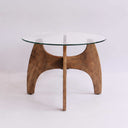 Palm Spring Coffee Table 90cm square in walnut rubber wood with a tempered glass top