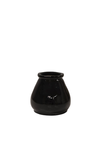 Hurricane Small Black glass vase candle holder
