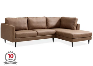 City 3 Seat Sofa with RHF Chaise - Saddle