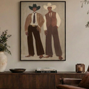 Outlaws Print framed canvas art styled on a wall